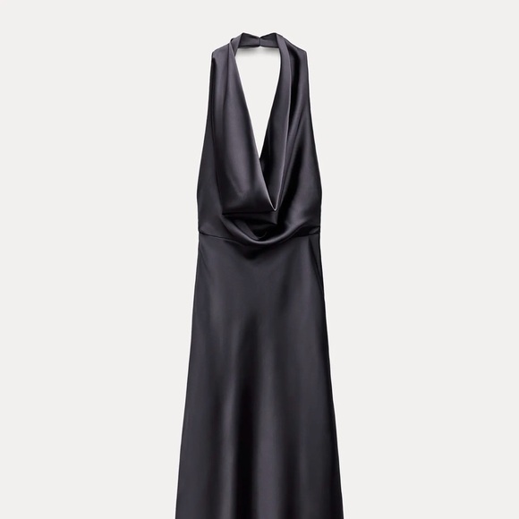 Zara midnight blue Backless Satin Dress - Picture 4 of 4